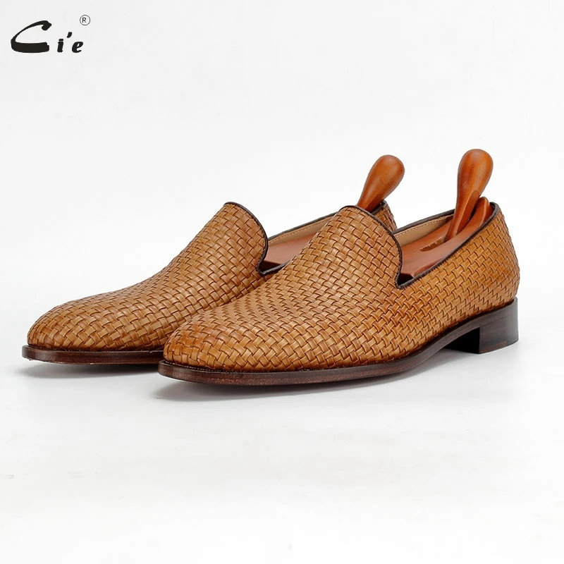 cie handmade loafer woven knitted leather sole shoes for men