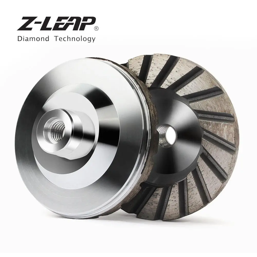 Z-LEAP " алмазная шлифовальная чашка колесо алюминиевая база турбо абразивный инструмент для бетонный гранитный пол грубая шлифовка M14 резьба