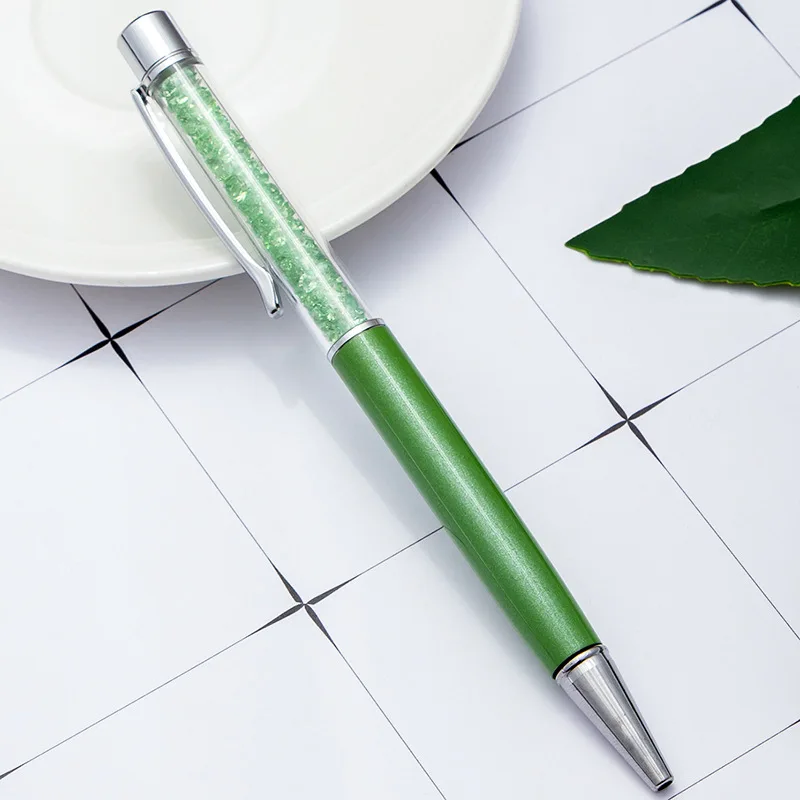 Хрустальная Роскошная шариковая ручка, металлические вращающиеся шариковые ручки для письма, школьные канцелярские принадлежности, персонализированные офисные подарки - Цвет: Green1Pc