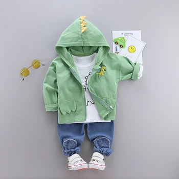 

Autumn Baby Boy Clothes Long Sleeve Cartoon Dinosaur Print T-shirt+Hoodie Sweatshirt+Pants Trousers Casual Outfits 3pcs