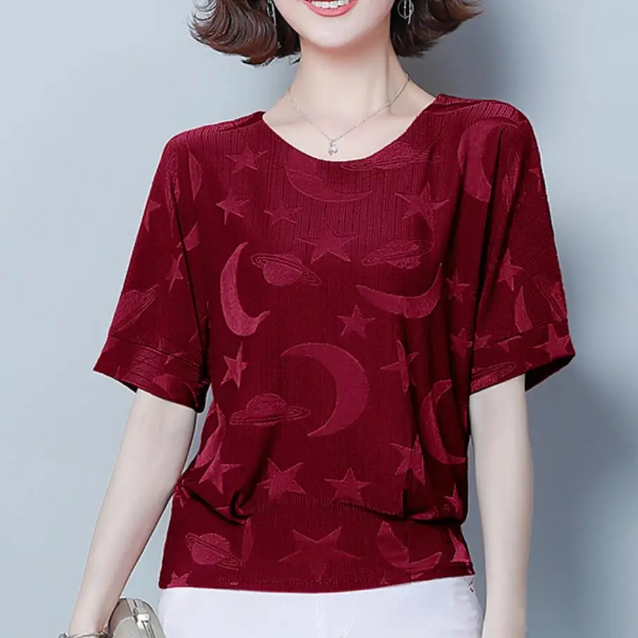 Burgundy Camisetas verano mujer футболка летние топы женские с коротким рукавом принт белая футболка с круглым вырезом Женская блузка, Футболка женская - Цвет: Burgundy
