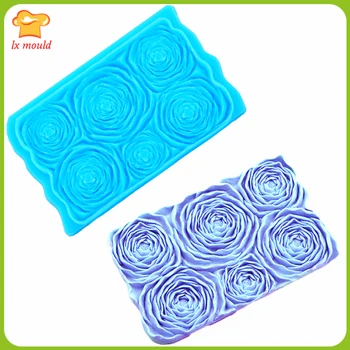 

New 3D Grain Rose Line Silicone Mold Flower Fondant Dry Pesce Decorating Chocolate Baking Tools Candle Slices