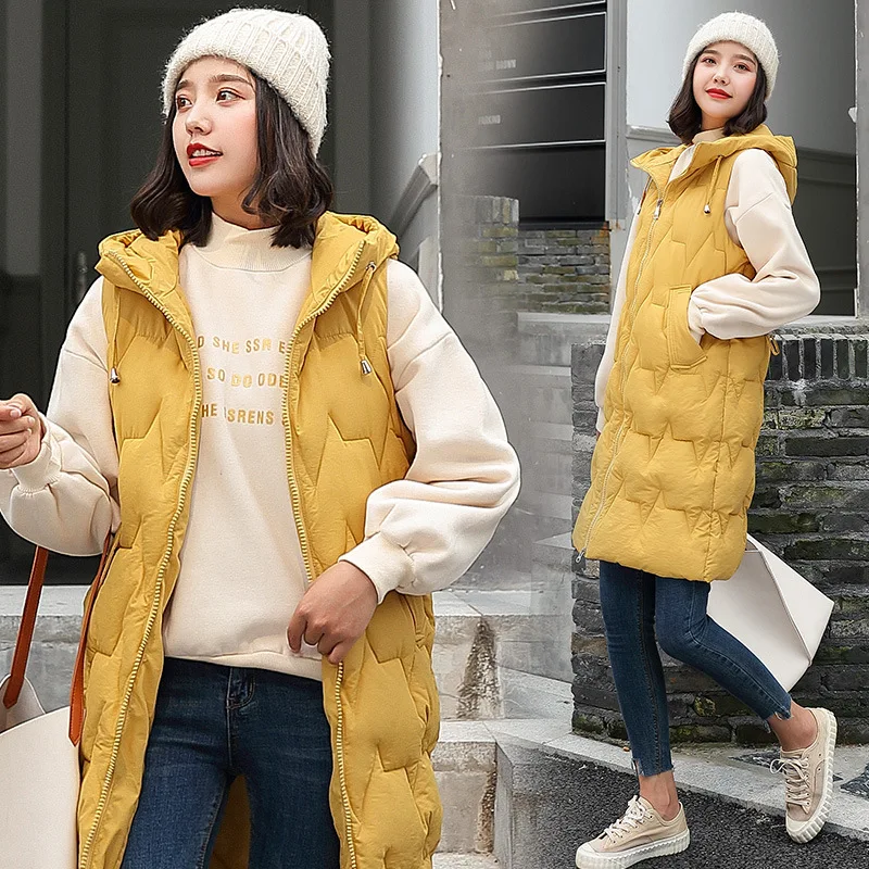 

2019 Autumn And Winter New Style Cotton Vest Women's Mid-length Fashion Korean-style Large Size Loose-Fit down Cotton Women's Wa