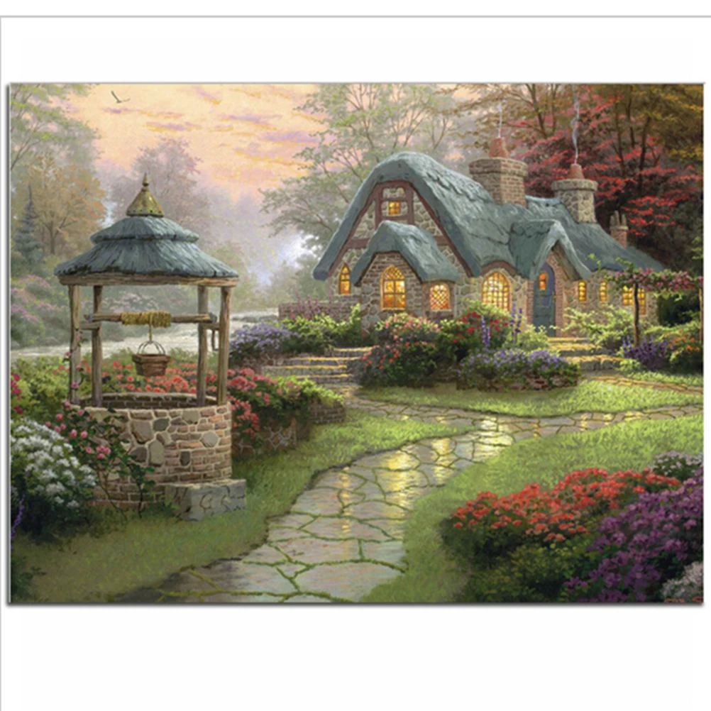 1 Set Rural Scenery Round Rhinestone Full 5D DIY Diamond Painting Needlework Diamond Embroidery Cross Stitch Home Decoration Art