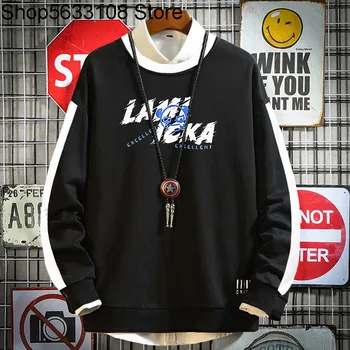 

Super Large Size Men's Wear Plus Fat plus Printing Spell Color Round Neck Sweater Personality Slim And Fat Brother Plus