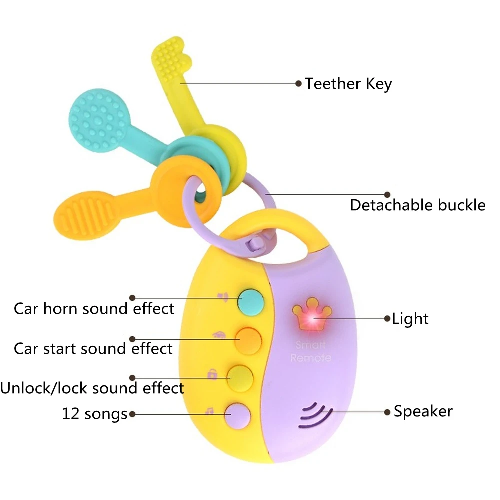 Baby Toy Musical Car Key Vocal Smart Remote Car Voices Pretend Play Educational Toys For Children Baby Music Toys