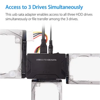 

USB 3.0 To IDE/SATA Converter Super 5Gbps Transfer External Hard Drive Adapter Kit Plug & Play Support Up To 4TB Drives