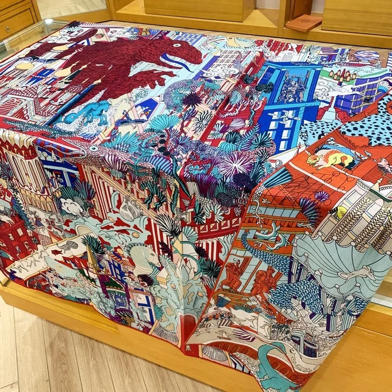 

Luxury Brand Pattern High Quality Double-sided Printing Silk and Cashmere Blend Shawl Scarf Fashion Women Warm Coat Wrap Cloak