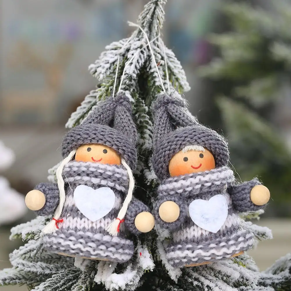 

2Pcs Cute Santa Puppet Doll Pendant DIY Xmas Tree Ornament Christmas Heart Snowman Christmas Tree Decor Star/Heart/Bell Design