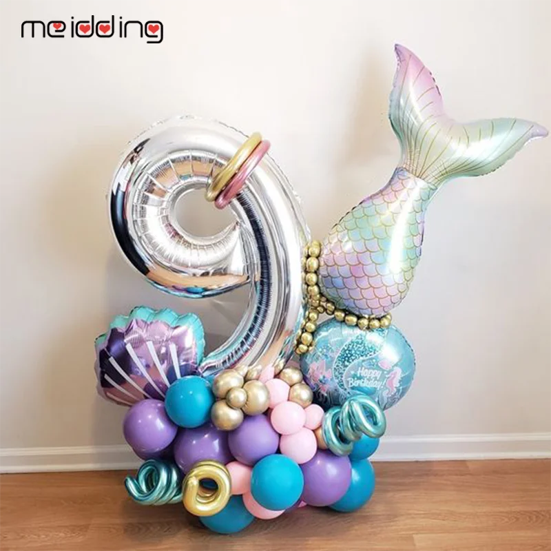 55pcs Mermaid Party Balloons Set Fairy Birthday Party Decoration