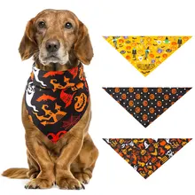 Хэллоуин для домашней собаки бандана нагрудники с принтом в виде тыквы шарф собака костюм одежда