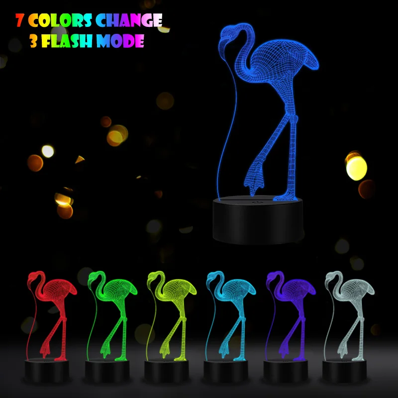 VCity Фламинго 3D оптический многоцветная Лампа светодиодный лампа дневного света для дома вечерние магазин атмосферное освещение дети ребенок спальня настольная лампа