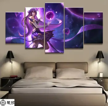 

5 Panel LOL League of Legends Syndra Game Canvas Printed Painting For Living Room Wall Art Decor HD Picture Artworks Poster
