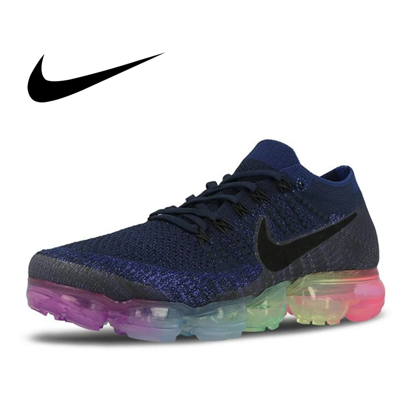 Аутентичный Официальный Nike Air VaporMax Be True Flyknit Мужская беговая Обувь Спортивная, кроссовки Низкий Топ спортивный дизайнер 2018 Новинка