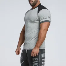 Стиль Muscle Brothers модная Фитнес Повседневная Спортивная футболка с коротким рукавом Весна Лето Мужская хлопковая футболка с вырезом лодочкой