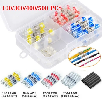 

100/300/400/500Pcs Mixed Heat Shrink Connect Terminal Waterproof Solder Sleeve Tube Electrical Wire Insulated Butt Connector Kit