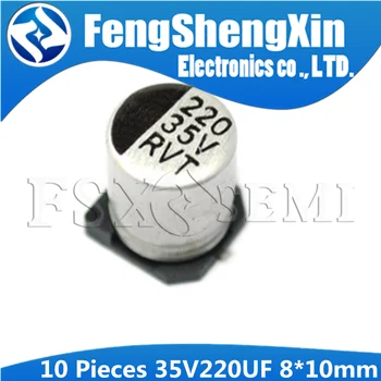 

10PCS Electrolytic capacitor 35V220UF 8*10mm SMD aluminum electrolytic capacitor 220uf 35v