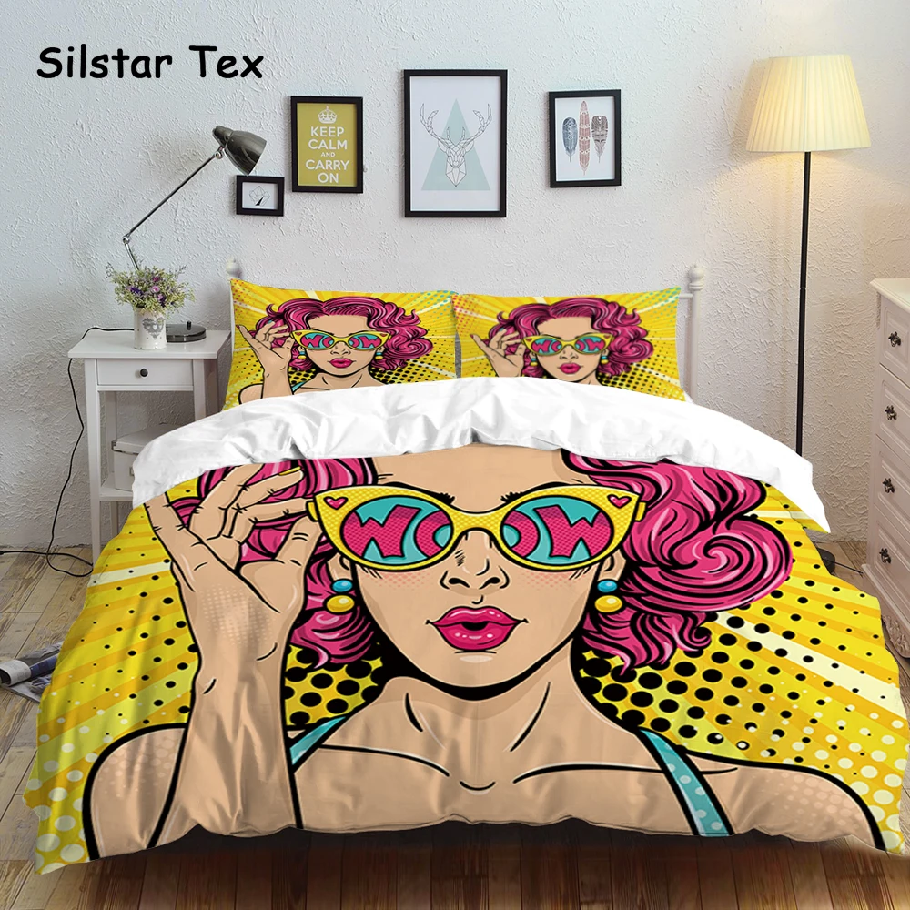 Silstar Tex Fashion Woman Bedding Set 3pcs Comforter Queen King Duvet Covers Sets Pillowcase Bedclothes Home Textile Decor Silstar Tex Fashion Woman Bedding Set 3pcs Comforter Queen King Duvet Covers Sets Pillowcase Bedclothes Home Textile Decor