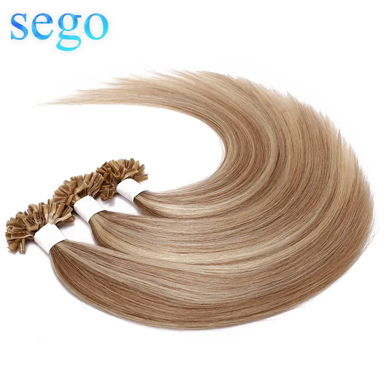 Promo Hair-Extension Fusion-Hair Keratin Capsules Pre-Bonded Human SEGO Straight Nails U-Tip p6w676RM