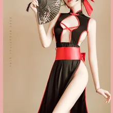 Вечерние платья с разрезом Qi Pao, экзотические маскарадные костюмы для женщин, китайский чонсам, костюм ведьмы, сексуальный комплект нижнего белья Babydoll