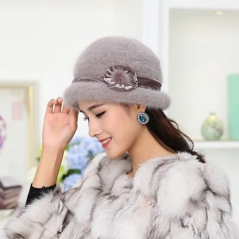 Женская модная Милая шапка в Корейском стиле кашемировая зимняя теплая шапка для леди