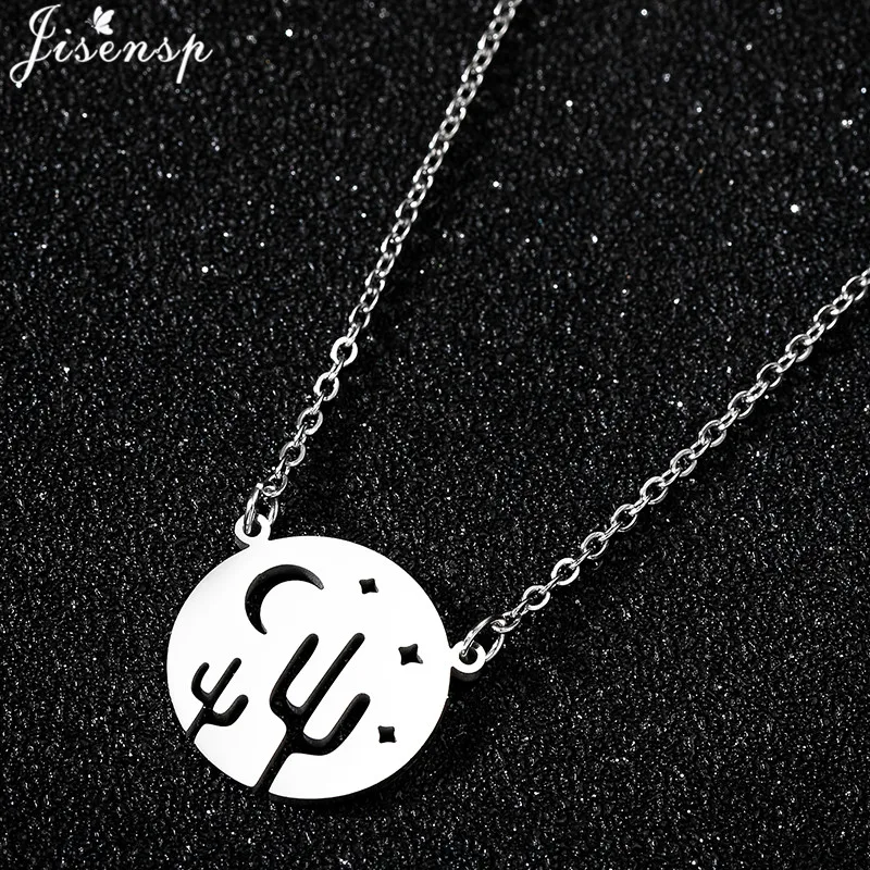 Cactus Necklace,Night in desert necklace, simple Necklace, circle necklace, gift for her,
