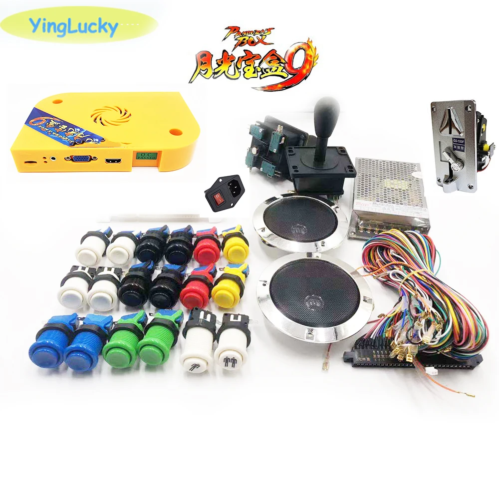 

DIY Pandora box 9 1500 in 1 arcade game cabinet machine with jamma board kit with Happ joystick button power supply speaker