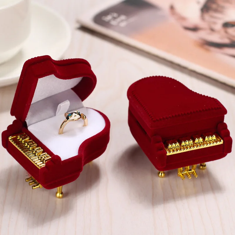

1PC Lovely piano Velvet Jewelry Box container Wedding Engagement Ring Box for Earrings Necklace Bracelet Display Gift Box Holder