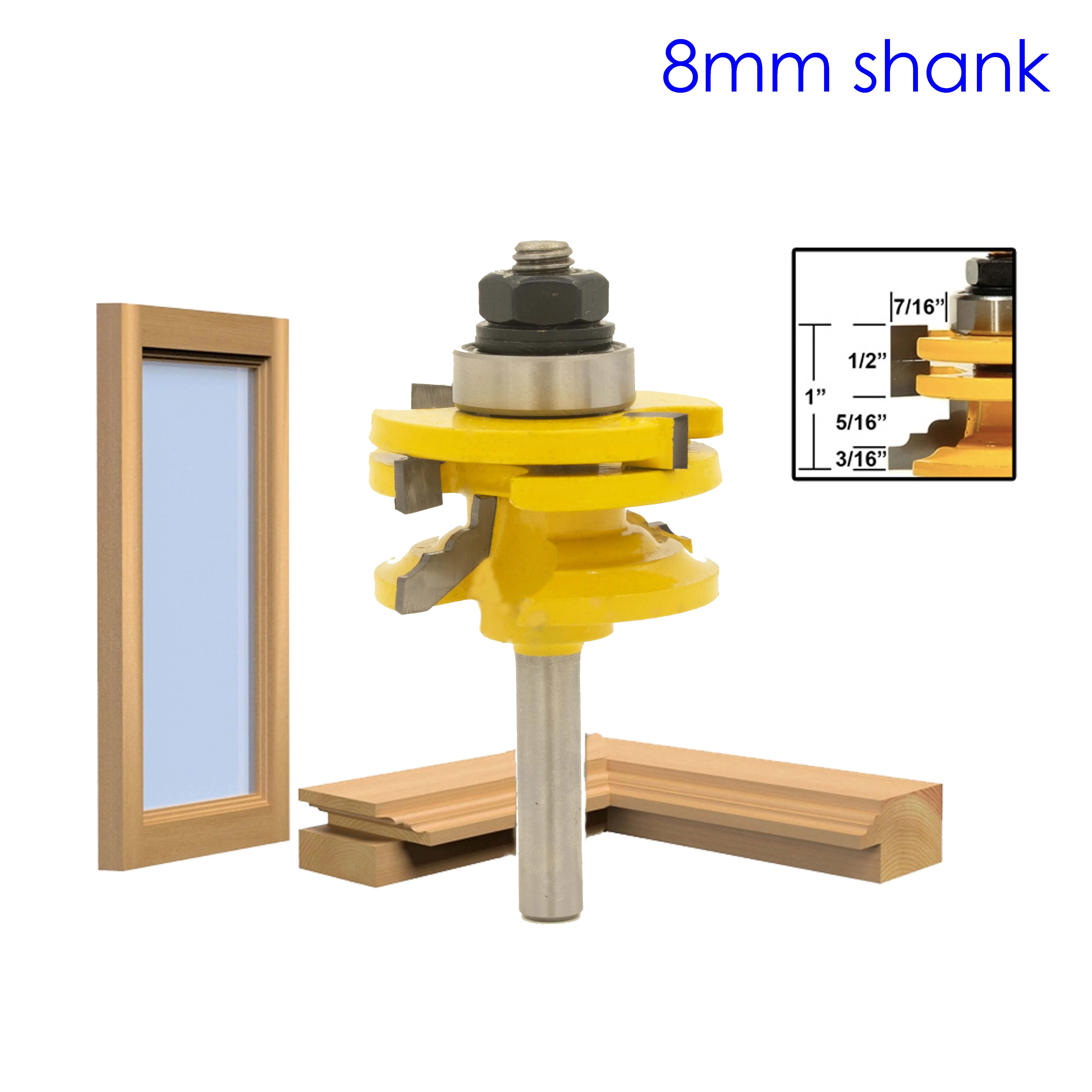 

1 Pc 8mm Shank Glass Door Rail & Stile Reversible Router Bit Wood Cutting Tool woodworking router bits