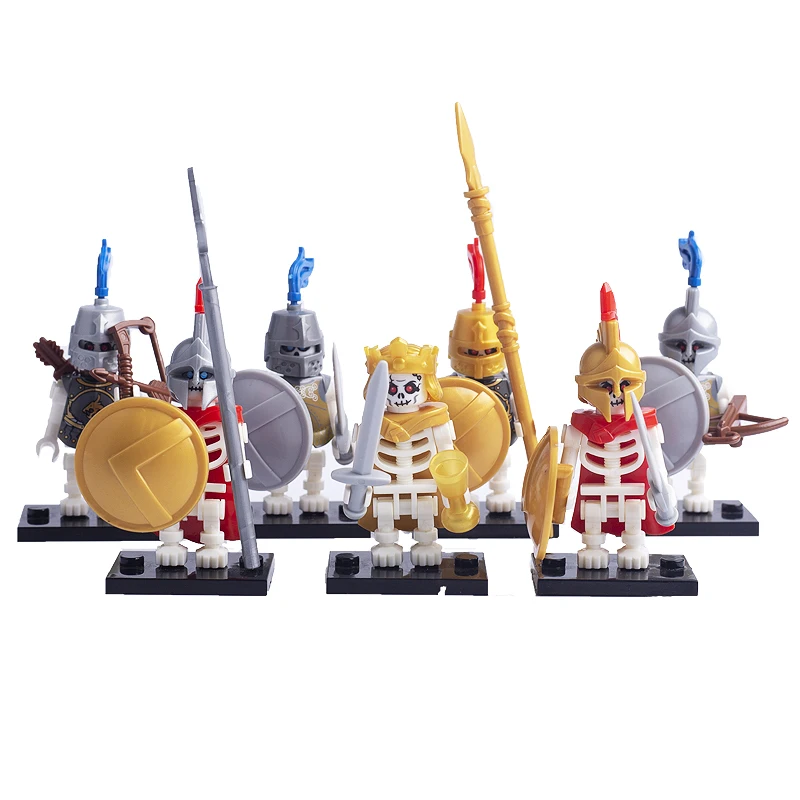 Medieval Skeleton Knight Building Blocks Weapons Castle Soldier Figure Helmet Shield DIY Assembling Bricks Toys for Children | Игрушки и