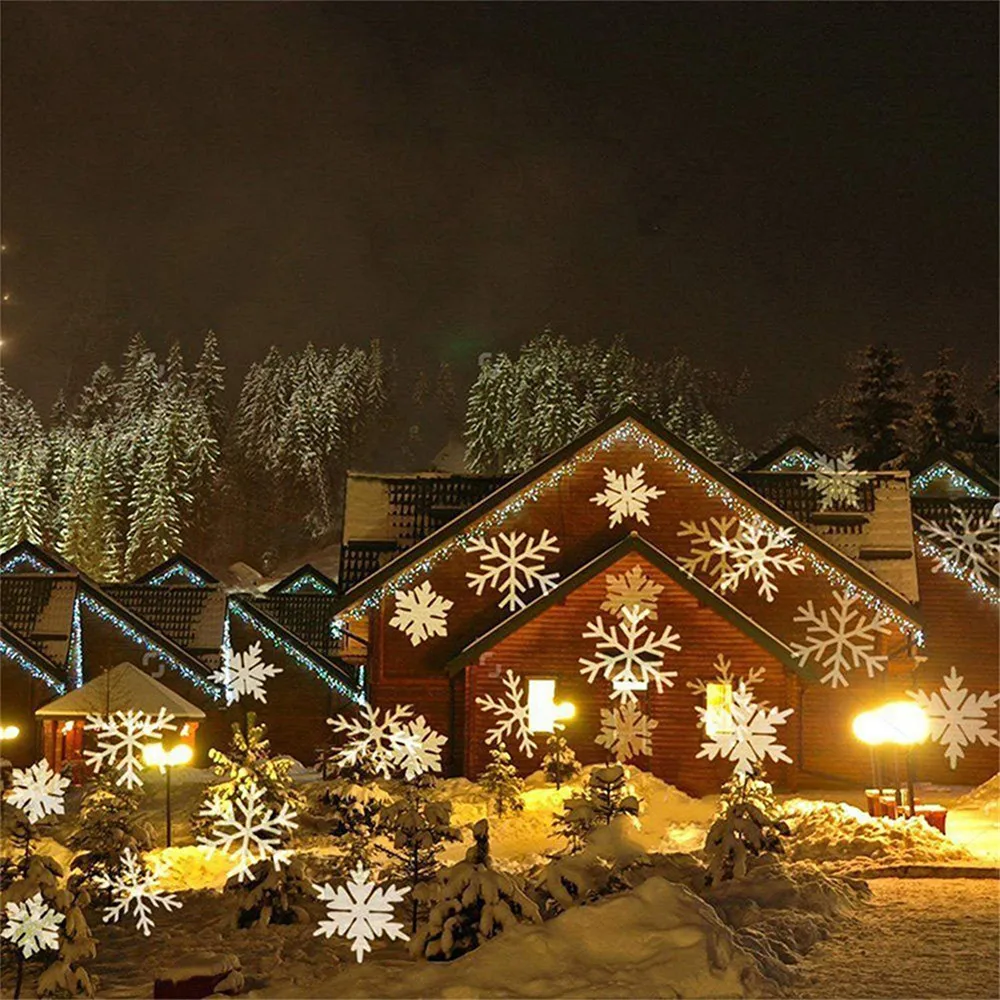 Christmas Snowflake Laser Light Snowfall Projector Moving Snow Outdoor Garden Laser Projector Lamp For New Year Party decor