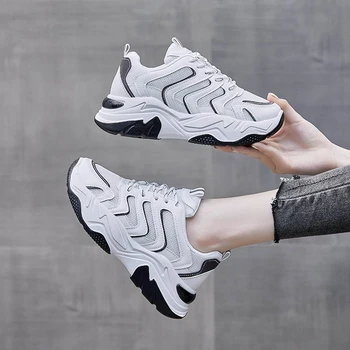 

2020 Autumn Women Fashion Sneakers Brand Designers Platform Mesh Casual Shoes Woman Chunky Old Dad Shoes Ladies Breathable 5cm