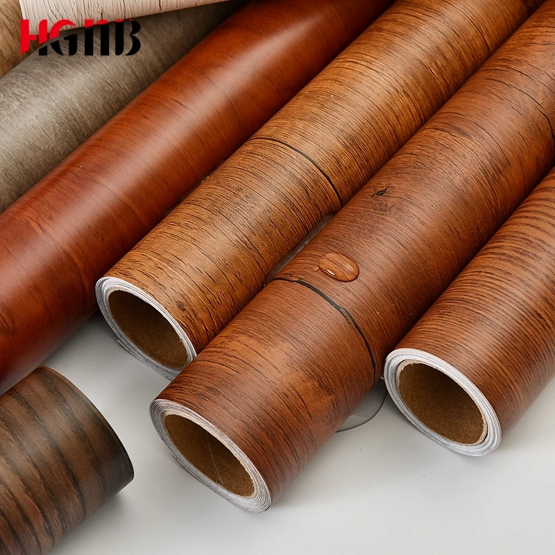 Pvc Self Adhesive Wallpaper Wood Grain Contact Paper For Kitchen