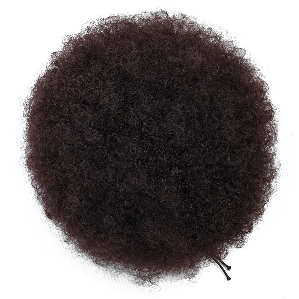 Yxhair 8 Inch Synthetic Afro Puff Hair Bun Rubber Band Drawstring Curly Chignon For Women Ombre Black Brown Gold Beige 613 Bug