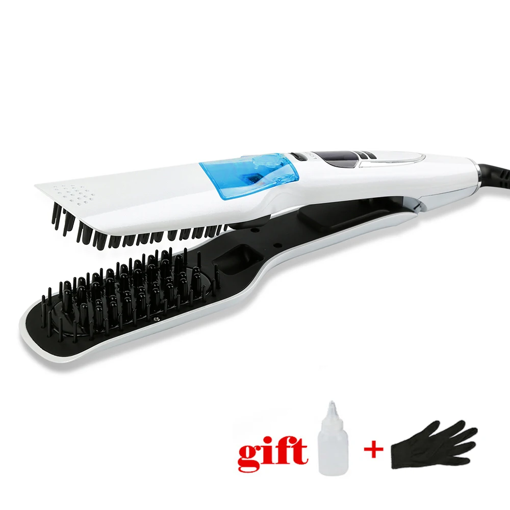 Professional Steam Fast Hair Straightener LCD Digital Comb Spray Vapor Flat Iron Hair Straightening Brush Hair Styling Tools - Цвет: as photo