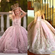 Платья для первого причастия; Пышное Платье; Роскошные кружевные платья с жемчужинами и цветочным узором для девочек; бальное платье; Sapghetti; платье для маленьких девочек на заказ