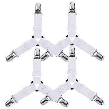 

4X 3-Way Adjustable Bed Sheet Holders Triangle Bed Sheet Clips Elastic Fasteners Grippers Braces Metal Clips Sheet Mattress Corn