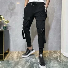 Мужские спортивные штаны с эластичной резинкой на талии, модные повседневные тренировочные штаны с завязками