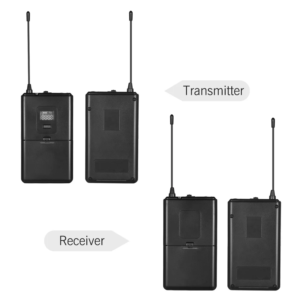 

UHF Wireless Microphone System Transmitter+Receivers Set with Lavalier Lapel Mic with DSLR Camera Smartphone for Video Interview