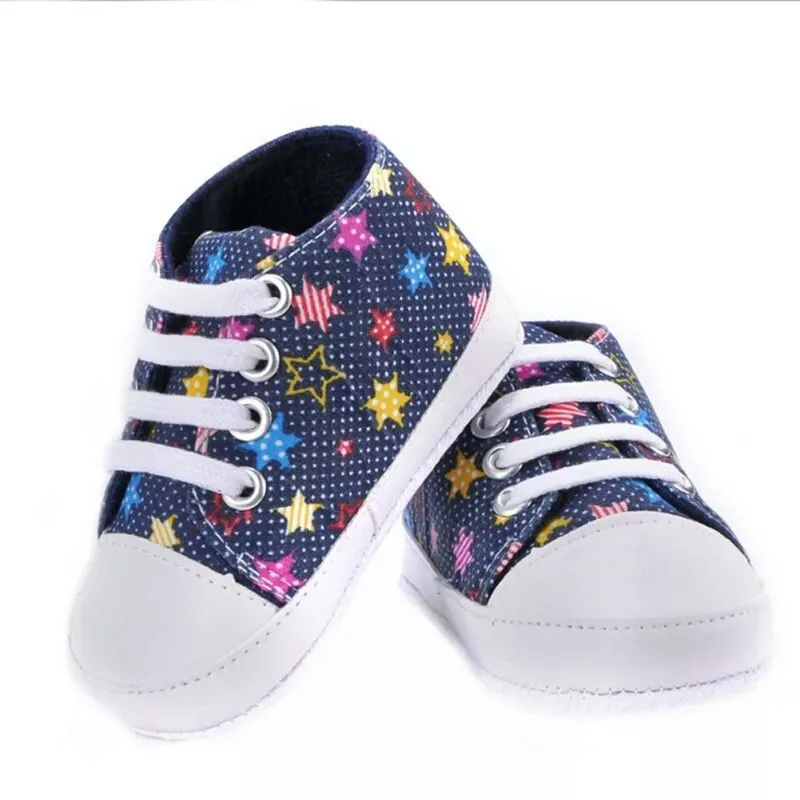 Детская обувь для младенцев, для новорожденных, для малышей, для первых ходунков, весна-осень, обувь для мальчиков и девочек, спортивные кроссовки для малышей, мягкая противоскользящая обувь - Цвет: blue stars