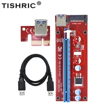 TISHRIC Carta Della Colonna Montante VER007S PCI-E PCI Express 1x a 16x Extender Adattatore 15Pin SATA a USB 3.0 Cavo di Alimentazione di Estrazione Mineraria minatore