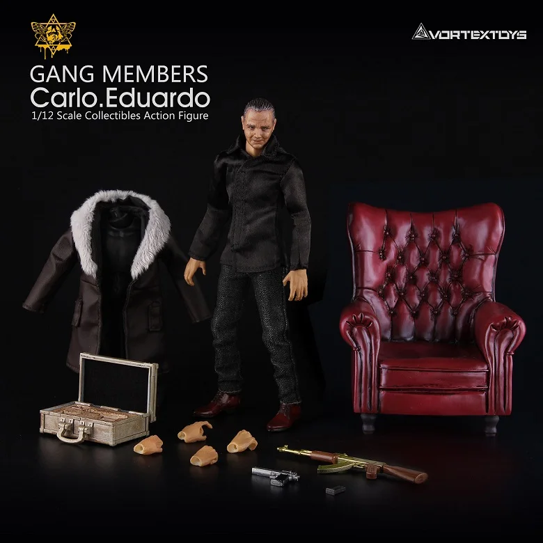 15.3cm mini V00013 1/12 Yew Series Carlo Eduardo Figure Model with Yellow/Blue/Red Sofa Version Action Figure Gift for fans