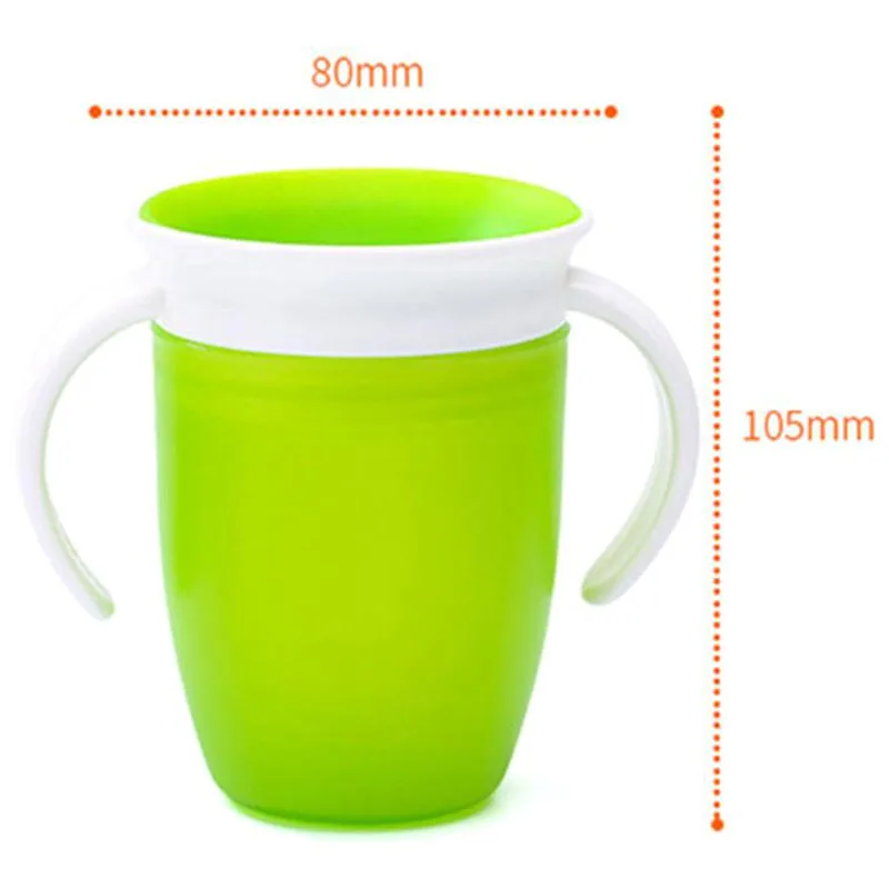 360 Degrees Rotated with Double Handle Flip Lid Trainning Feeding Safe Leakproof Cup Infant Baby Water Bottle Blue