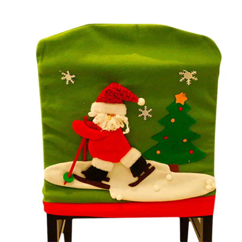 Christmas Dinner Santa Claus Cap Chair Cover for Dinner Table Party New Year Chair Back Covers Snowman Elk Red Christmas Decor