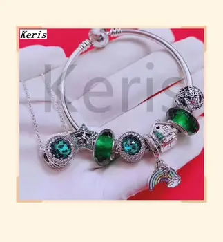 

High Quality Reproduction 1:1 100% Silver Cat'S Eye Star Rainbow String Necklace Bracelet Set Mix-And-Match Free Delivery