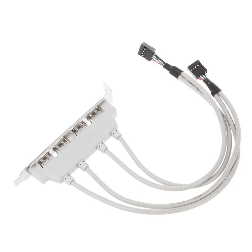 

USB 2.0 4 Port Rear Panel PCI Bracket to Dual 9-Pin Motherboard Header Cable FKU66