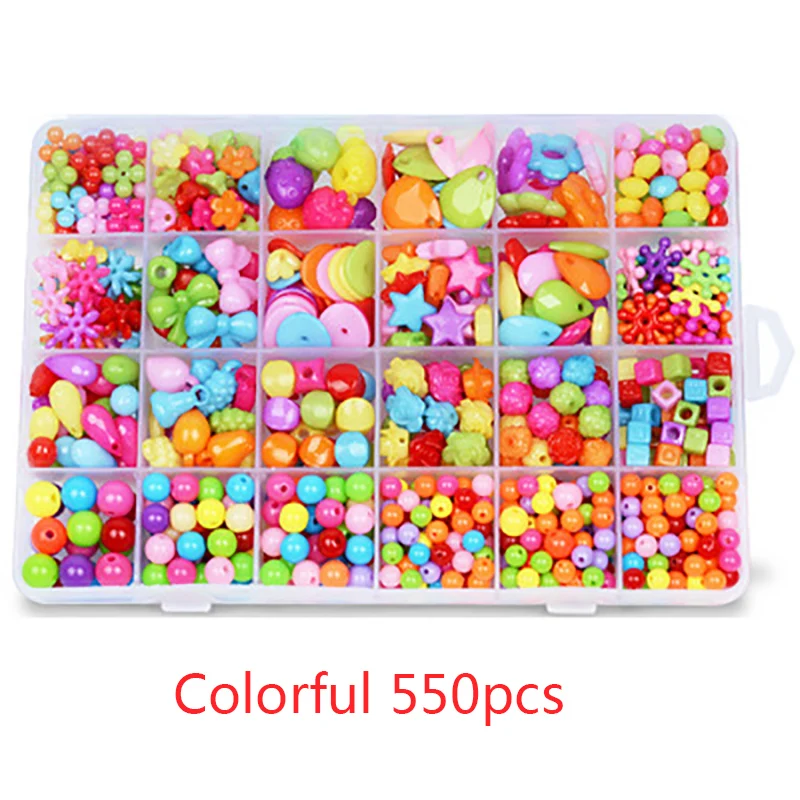 Promo DIY Colorful Acrylic Beads Girls Puzzle Set Toy Jewelry Necklace Bracelet Handmade String Bead Educ