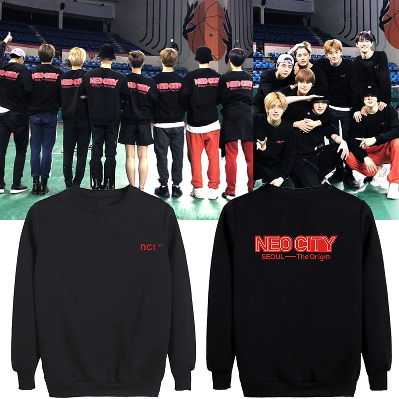 KPOP NCT 127 Сеул концерт с ободком на носке и таким же кольцом для малышей, с округлым вырезом, свитер с плюшевой подкладкой с Для мужчин и Для женщин любителей дропшиппинг