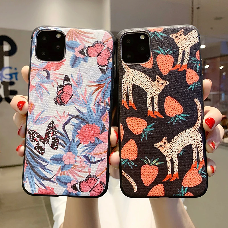 

Cute Cartoon Case for iPhone 11 Pro XS Max XR 11Pro X Leopard Butterfly Soft Silicone Phone Cover for iPhone 7 8 6 6S Plus Case