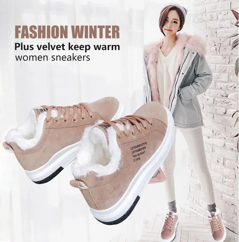 Зимняя обувь из хлопка новые женские ботинки из pu искусственной кожи теплая бархатная обувь женские зимние ботинки на шнуровке на толстой подошве женская обувь